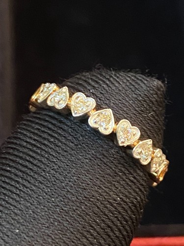 0,24 Cts Tondo Brillante Taglio Diamanti Cuore Nozze Band Anello In 585 14K Oro - Foto 10 di 12