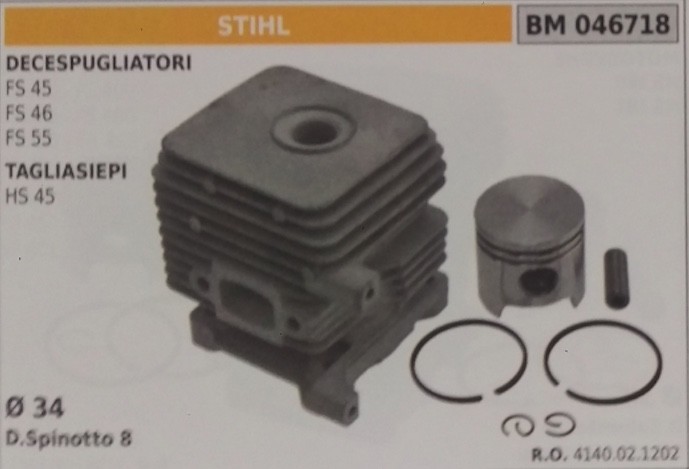 4140021202 STIHL HS 45 Ø 34 HEDGE TRIMMER ADAPTABLE CYLINDER AND PISTON