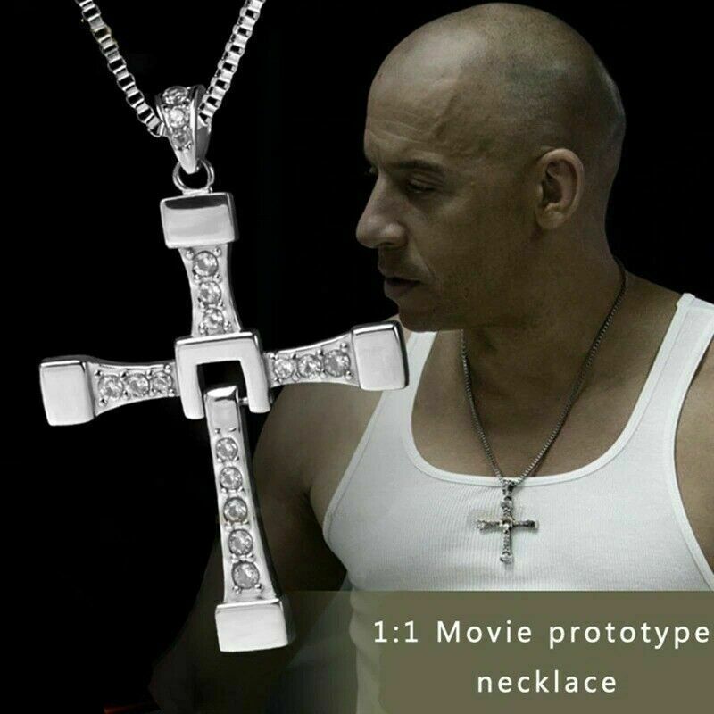 Cross Necklace Pendant Silver Chain Dominic Toretto Fast Furious Vin Diesel  UK