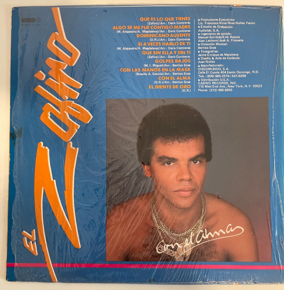 Carlos Manuel & Orquesta ‎– El Zafiro [1988] LP Mundo Rec M-025 Dominican Rep Ex Foto 2 de 4