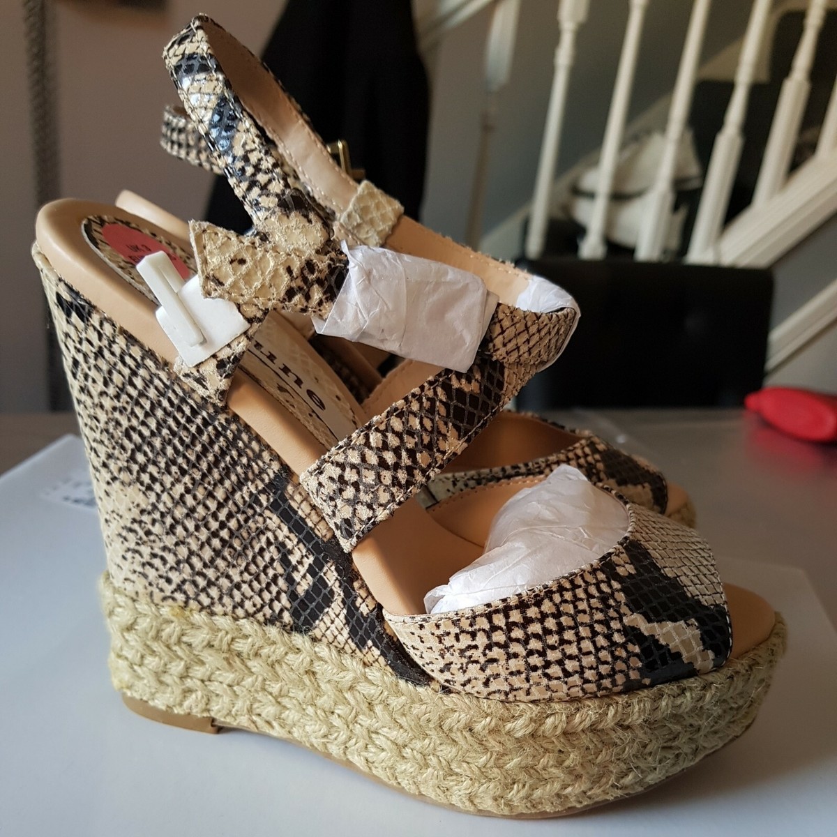 Ladies Platform Wedge Snakeskin Sandals By 