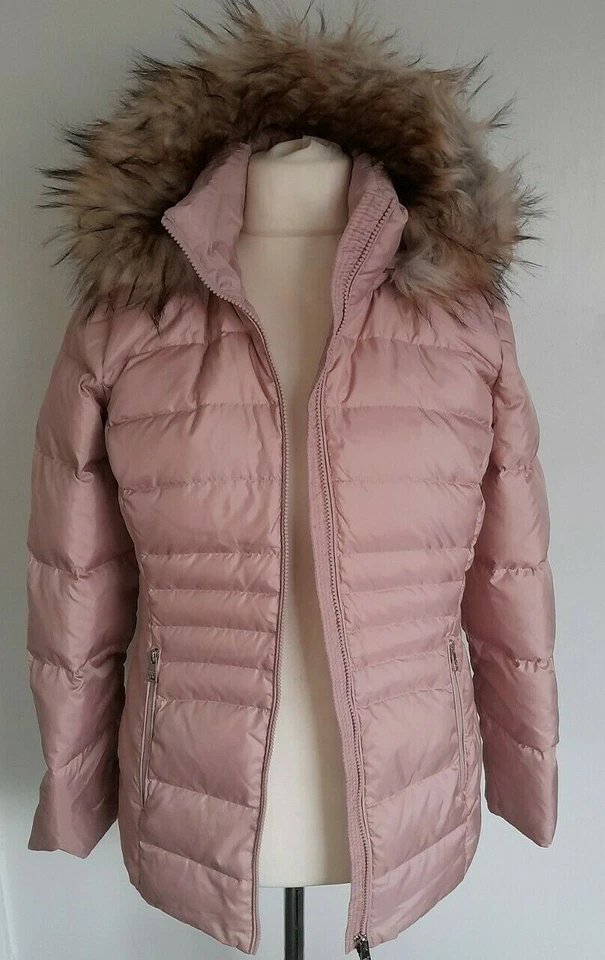 ANDREW MARC - NEW - Down & Feather Coat Jacket Fur Trim Hood Dusk Rose Size M 12 - Image 3 of 4