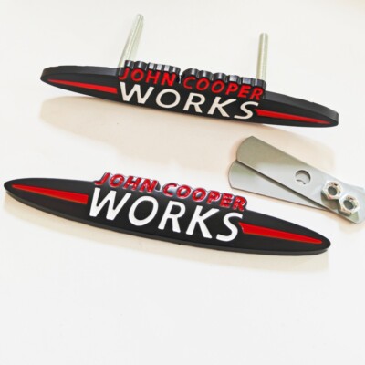 2x JCW 135MM John Cooper Works Front Grille Rear Badge Sticker For Mini R52 F55