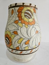 Charlotte Rhead signed 4318 vase in the Tudor Rose pattern 22.5 cm high