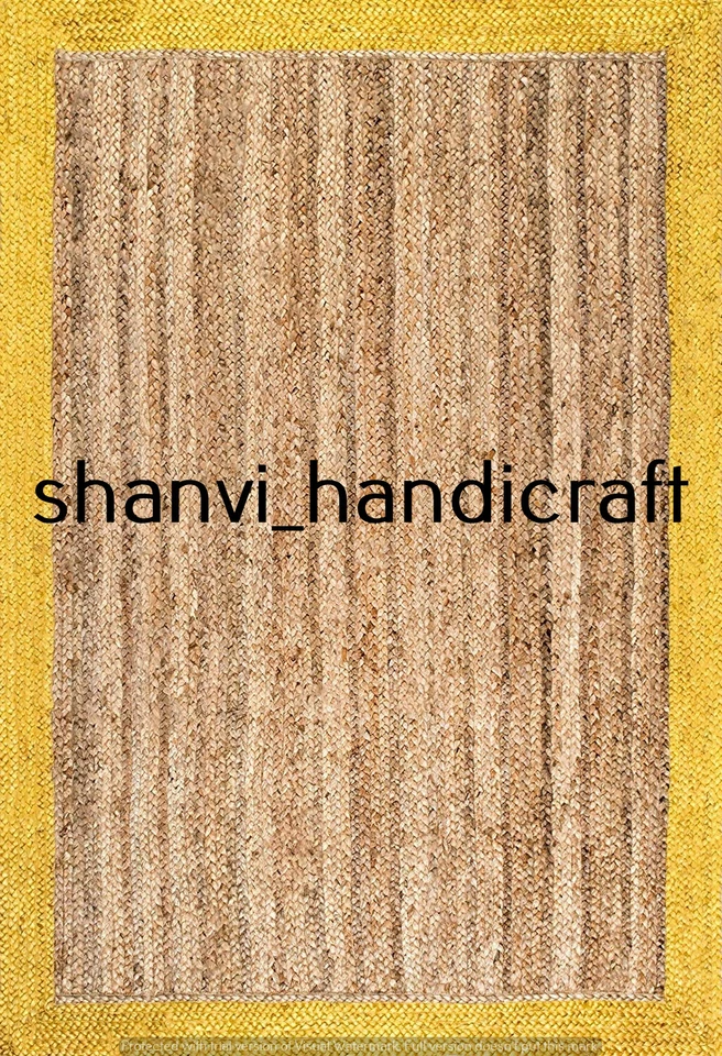 Natural Braided Rug Jute Rectangle 3x4 Feet Rug Home Decor Carpet Area Rugs Mat - Image 2 of 4
