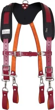 Leather Work Suspenders With Pockets | Fully-Adjustable Padded Leather Tool Belt