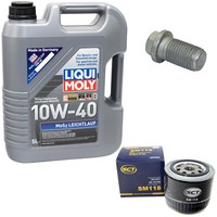 MotoröL Set 10W-40 5 Liter + ÖLfilter SM 118 + Schraube FüR Renault 19 II 21 1.9