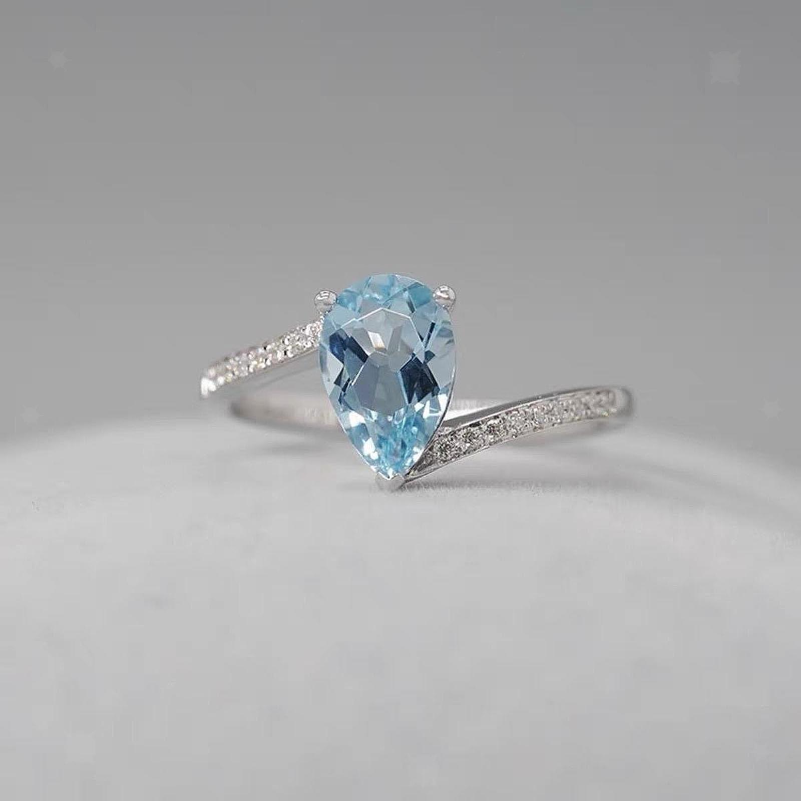 Wedding Ring Engagement Ring Anniversary for Her Water Drop Tear Shape Ring Lady-image