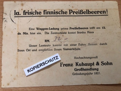 Alte frankierte Postkarte, Drucksache, aus 1927, Werbung - Bild 2 von 2