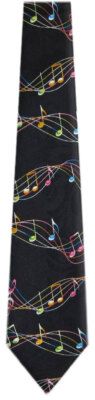 Men's Musical Notes Necktie Black Orange Pink Mixed Notes Clubs Bands Music