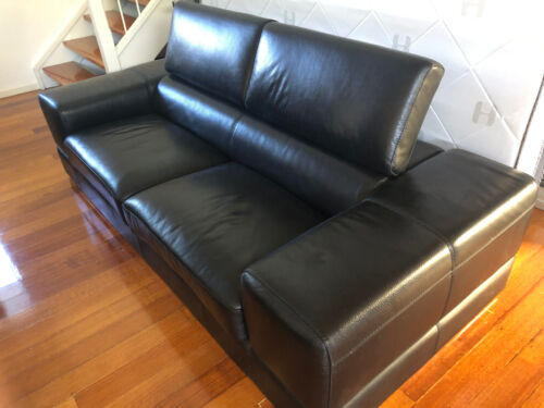 Nick Scali Black Leather 2 1/2 Seater Lounge - RRP $5,000! - Near New!