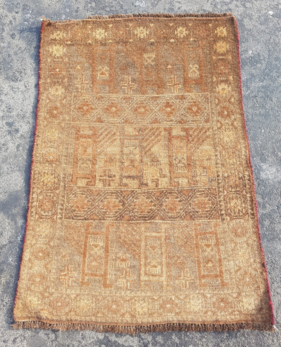 Vintage Hand Made Traditional Rug Oriental Wool Multicolor Carpet 110x77 cm