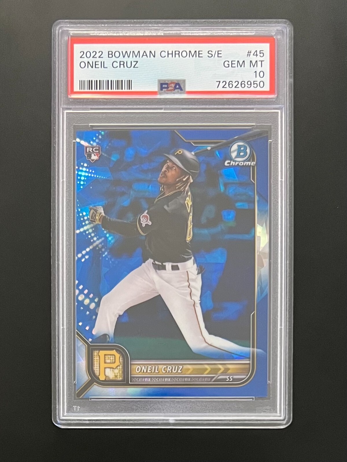 ONEIL CRUZ *PSA 10 SAPPHIRE ROOKIE CARD RC* 2022 Bowman Chrome #45 GEM MINT