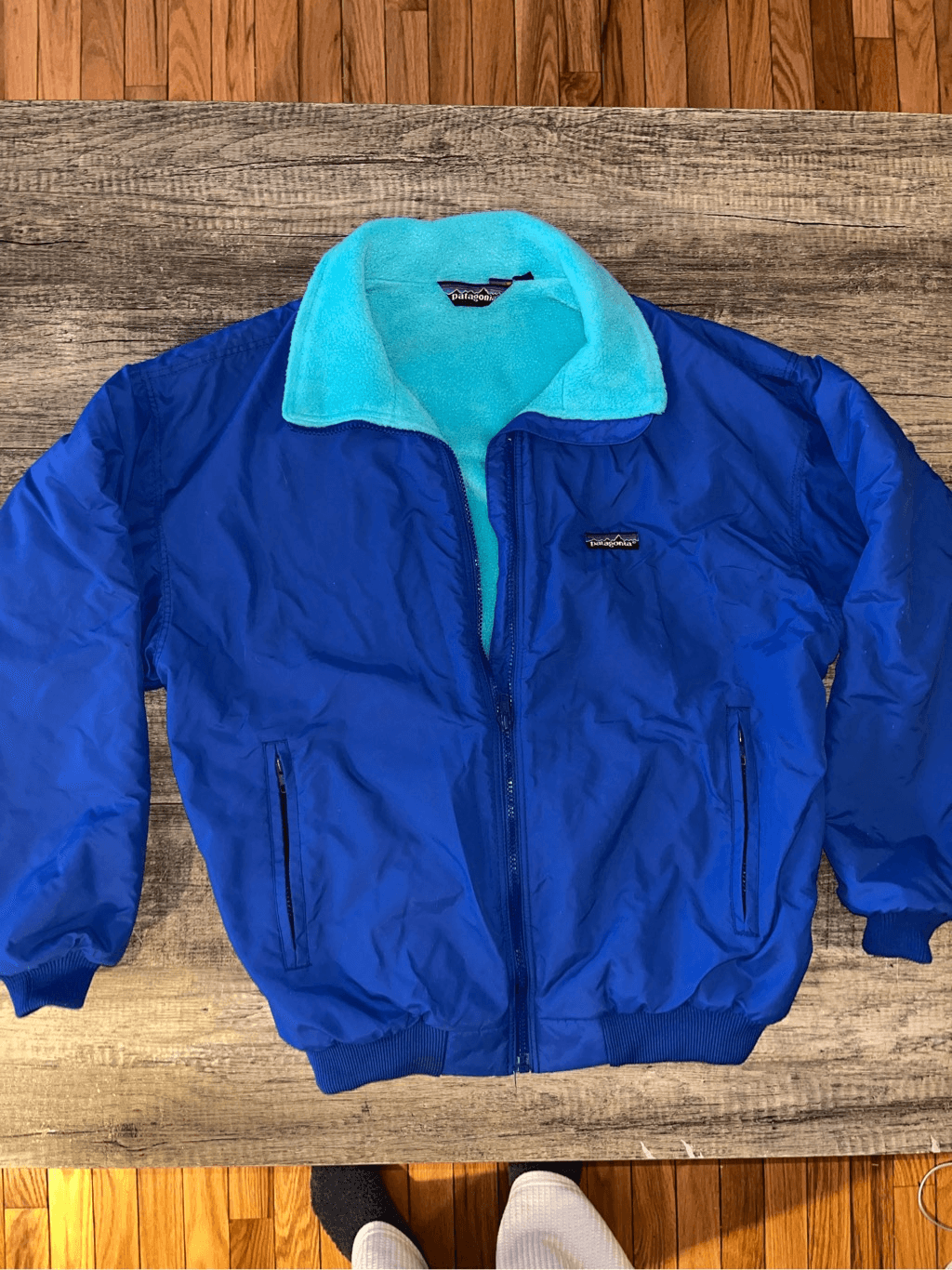 VTG 80s Patagonia Women\'s fleece lined Bomber Jacket Blue Satin Size 14 USA  MAD | eBay