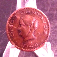 CIRCULATED 1944 5 CENTAVOS(LARGE) MEXICAN COIN(20925)