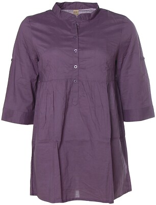 AJC Damen 3/4 Arm Tunika Bluse Mandarin-Kragen 40 lila violett A9834
