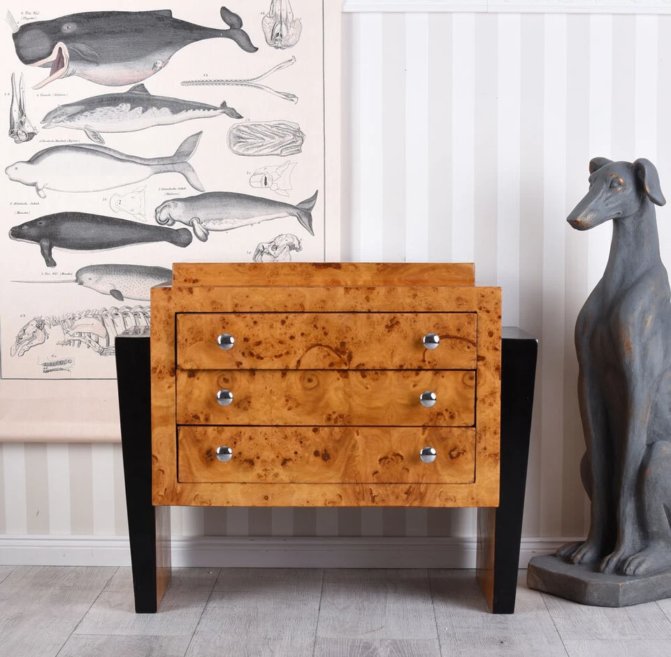 Art Deco Kommode Antik Nachtkommode Wurzelholz Nachtschrank Nachtkonsole Schrank - Image 4 of 4