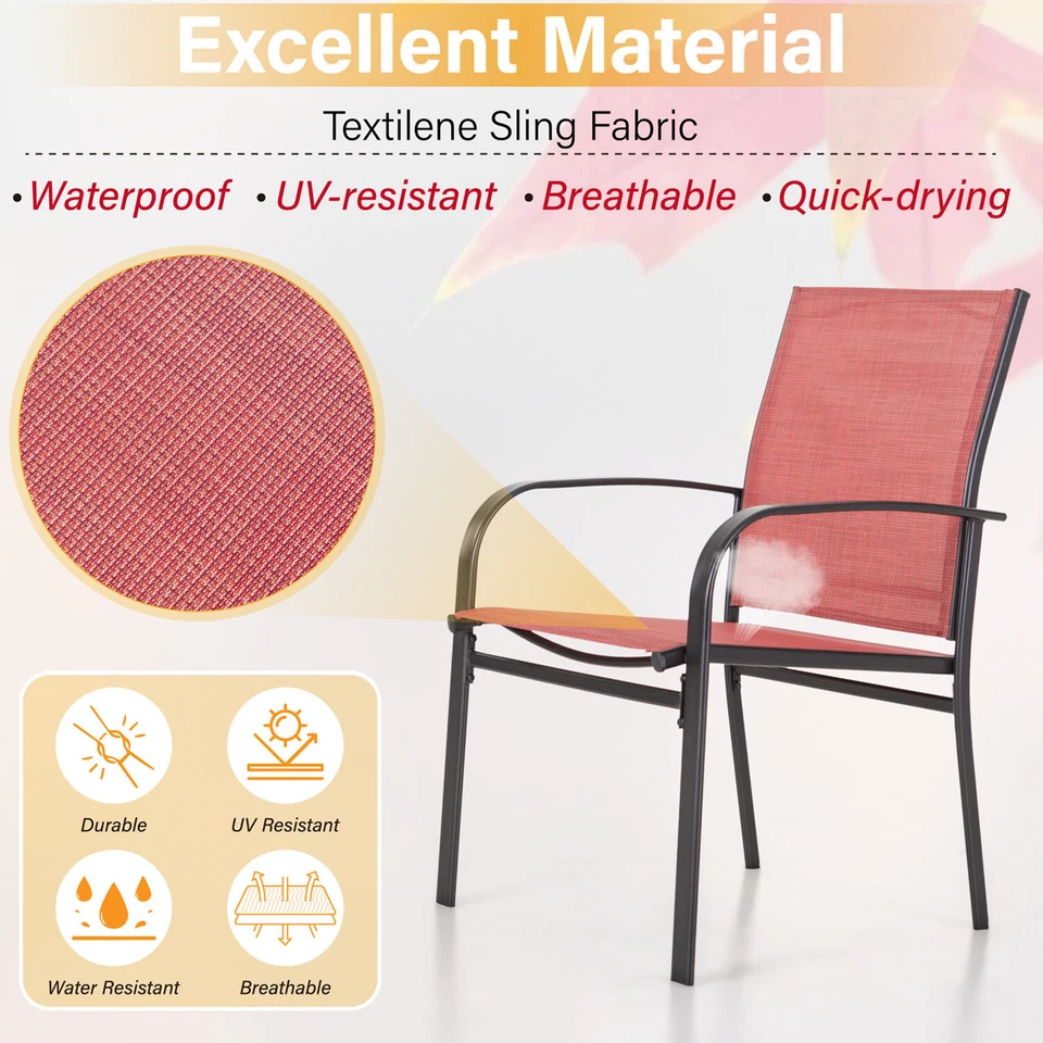 Juego de muebles de patio de 5 piezas para exterior rectangular mesa de metal patio silla de comedor Foto 3 de 4