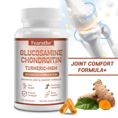 FEARATHE Glucosamine Chondroitin Turmeric with MSM Supplement, Bone and Joint Support