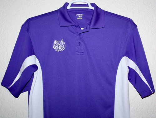 Tonix Purple & White Polo Shirt Mens Size M Minnesota PEP H.S. Wolf Logo - 第 3/7 張圖片