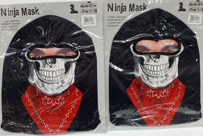 Lot of 2 Ninja Mask Wild Extreme Skull With Bandana........................5G4