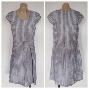 blue illusion linen dress