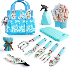 Floral Garden Tools Set, 11 PCS Heavy Duty Gardening Tools Includes Hand Trowel 