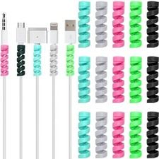 15 Pack Charging Cable Protector Spiral Tube Wire Protectors Cord Sleeve