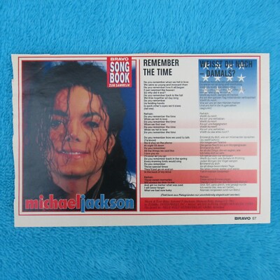 MICHAEL JACKSON Song Book ''Remember the Time'' BRAVO Clipping Ausschnitt Sammler