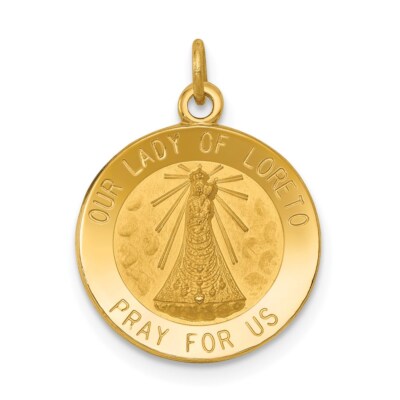 14K Gelbgold Unsere Liebe Frau von Loreto Medaille Charm