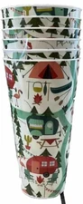 Set Of 6 Plastic Tumblers 32 oz Flamingo Camping Outdoor Theme/Drinking Cups
