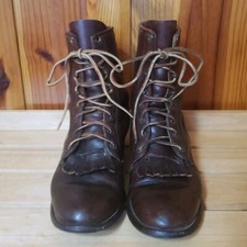 Justin VTG Womens Kiltie Brown Leather Western Lace Up Boot L575 USA Made Sz 7B