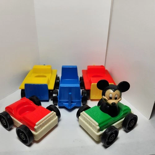 Vintage Fisher Price Little People Lot - Cars, Airport Vehicles and MICKEY MOUSE