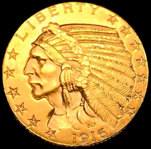 1916-S $5 Gold Half Eagle Coin CHOICE BU