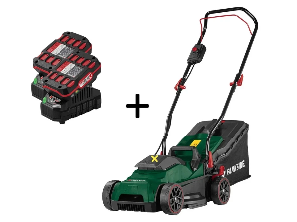 Akku Rasenmäher 40V PARKSIDE PRMA 40-Li C1 20V mit 2x 20 V / 2 Ah Akku/Ladegerät