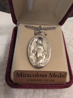 925 Sterling Silver Christian Mother of Jesus Miraculous Medal Chain 9.4 Grams