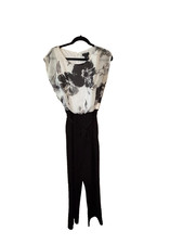Elegant Black  White Floral Jumpsuit   Sleeveless / Cap Sleeve Aize 10