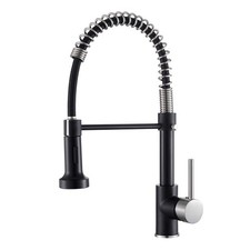 Low Lead Modern Single Handle Pull Down Sprayer Spring Kitchen Faucet, Brass ...