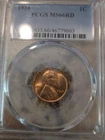 1934 PCGS MS 66 Red  Lincoln Wheat One Cent