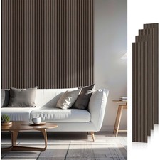 Wood Slat Acoustic Wall Panels 4 Pack 94x12.6 Dark Walnut Noise Reducing Sound
