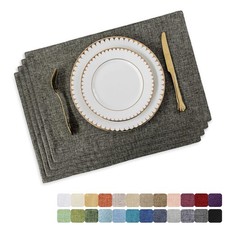 Table Place Mats Fabric Cloth Placemats Set of 4 Heat Resistant Dining Linen ...