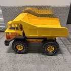 Vintage 1980s Mighty Tonka XMB-975 Metal Dump Truck Yellow Turbo Diesel