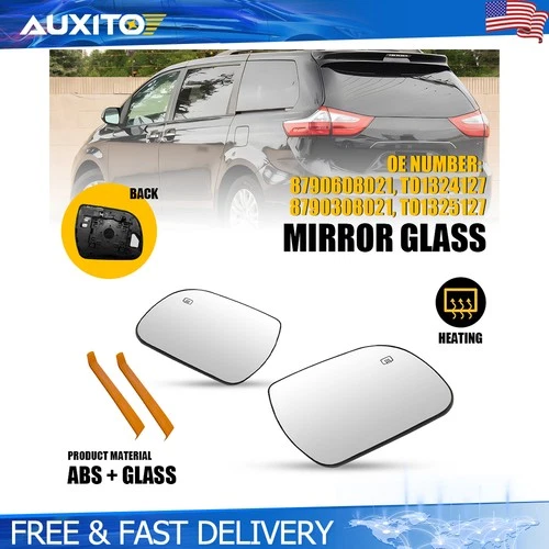 Heated Driver Passenger Side Mirror Glass For Toyota Sienna 2011-2019 Left Right