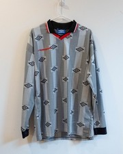 Umbro	Grey Striped L/S 90s Template Kit Vintage Size XL Preowned - Good