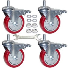 4 Inch Heavy Duty Stem Casters 360 Degree Swivel Thread Wheels W/Metric Size M12