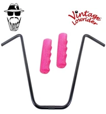 Original Lowrider 24" 22.2 D Handlebar Black 212 120mm Grips Sparkle/Pink
