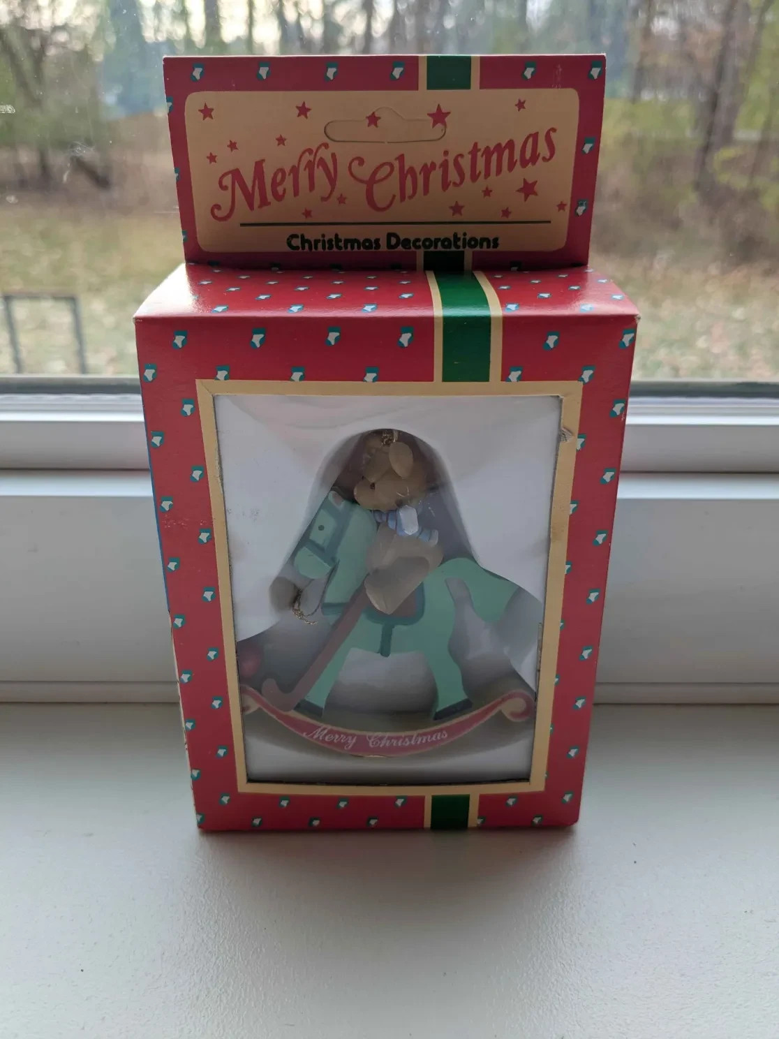 Vintage Ocean Desert Sales Christmas Ornament Teddy Bear Candy Cane On Horse