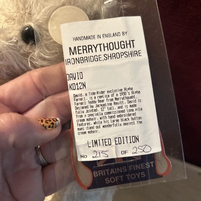Merrythought Bear Mohair Alpha Farnell Teddy Tide-Rider Limited