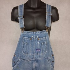 Big Smith Bib Overalls 36x32 Light Washed Blue Denim