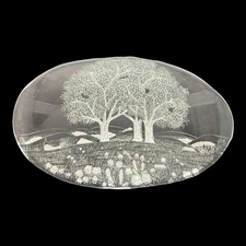 Studio Nova Sun Valley Glass Platter 1980s West Germany Trees Charcuterie Tray